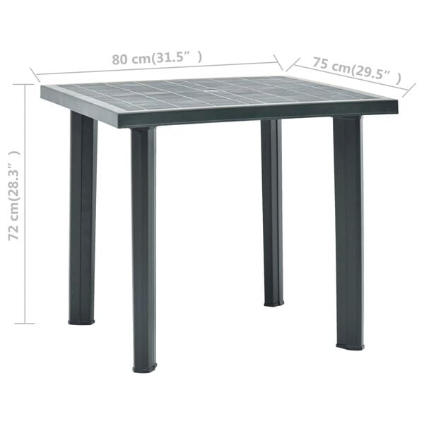 vidaXL Garden Table Green 80x75x72 cm Plastic