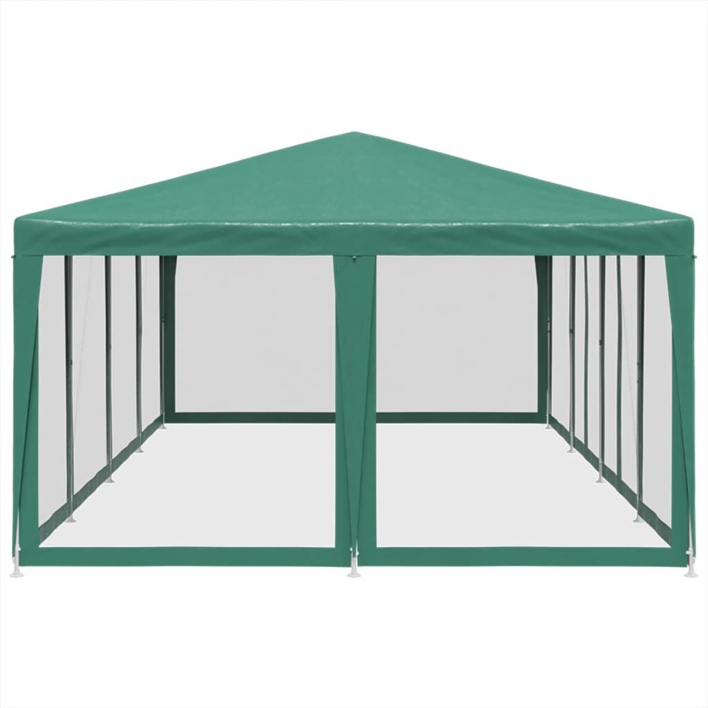 vidaXL Party Tent with 12 Mesh Sidewalls Green 8x4 m HDPE