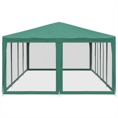 vidaXL Party Tent with 12 Mesh Sidewalls Green 8x4 m HDPE