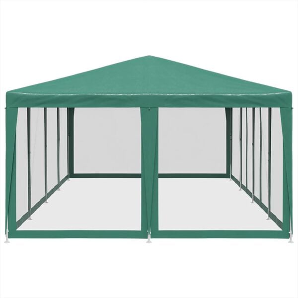 vidaXL Party Tent with 12 Mesh Sidewalls Green 8x4 m HDPE