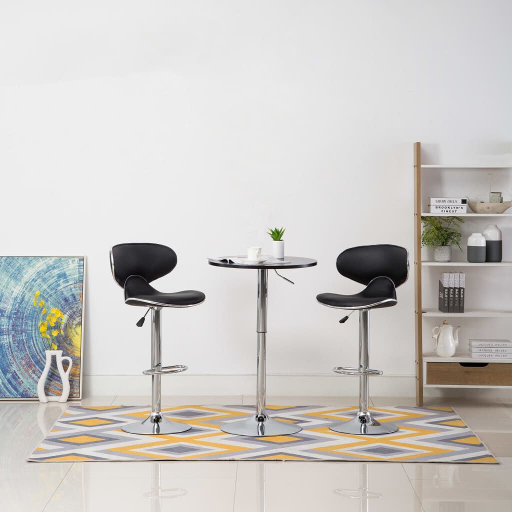 vidaXL Bar Stools 2 pcs Black Faux Leather