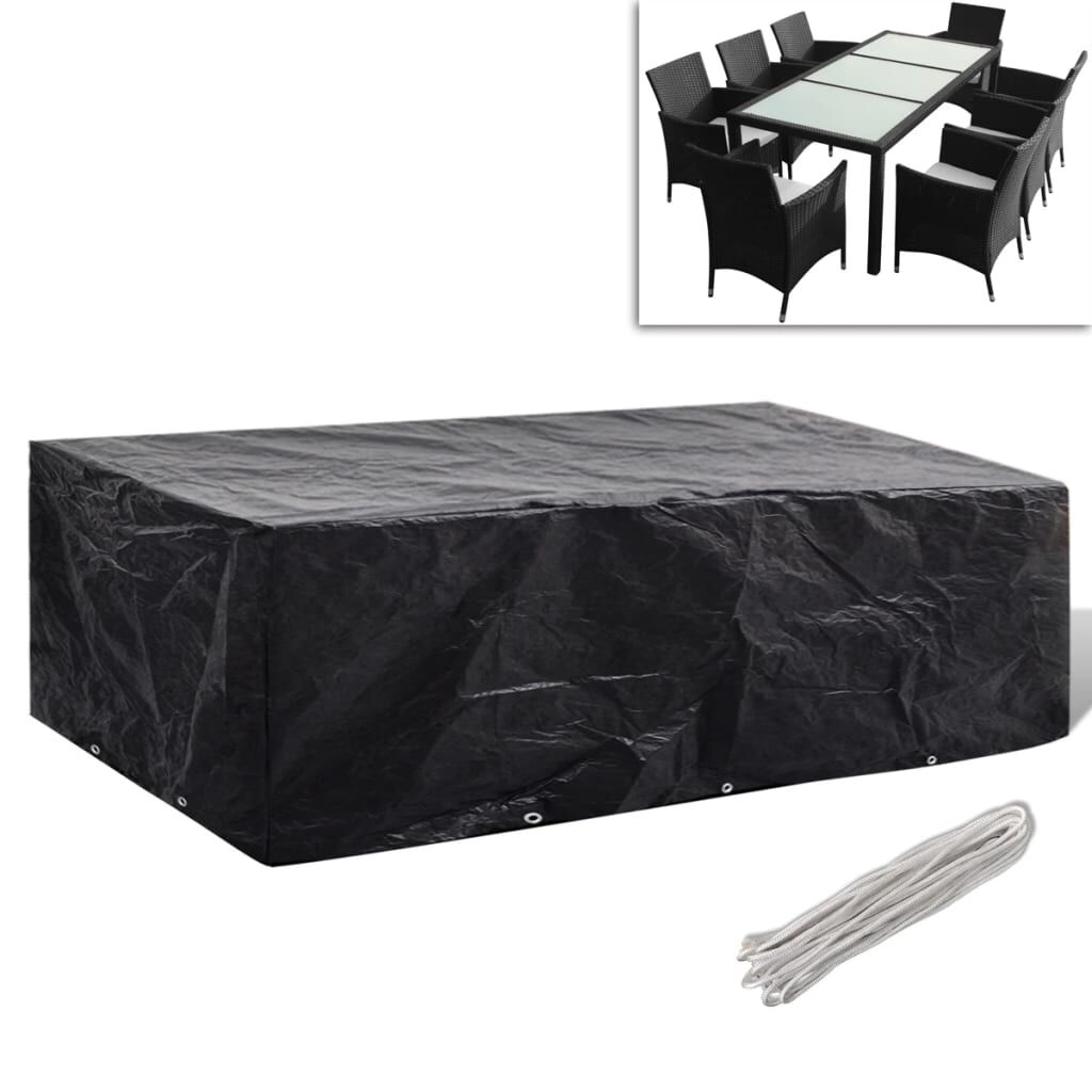 vidaXL Garden Furniture Cover 8 Person Poly Rattan Set 10 Eyelets 300x140cm
