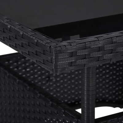 vidaXL 5 Piece Garden Dining Set Black Poly Rattan and Acacia Wood, black vidaXL 5 Piece Garden Dining Set Black Poly Rattan and Acacia Wood