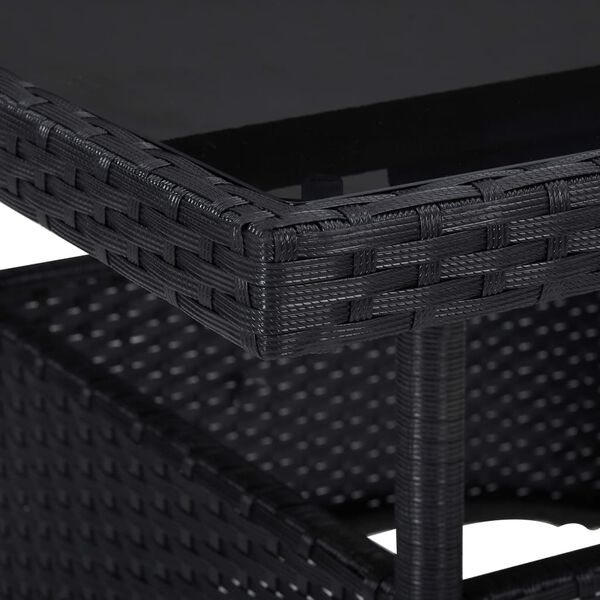 vidaXL 5 Piece Garden Dining Set Black Poly Rattan and Acacia Wood