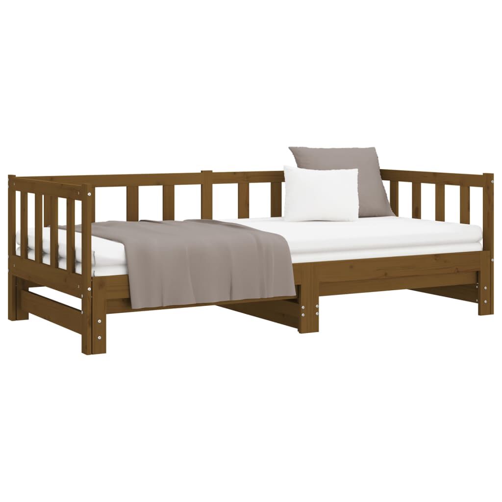 vidaXL Pull-out Day Bed without Mattress Honey Brown 2x(90x200)cm