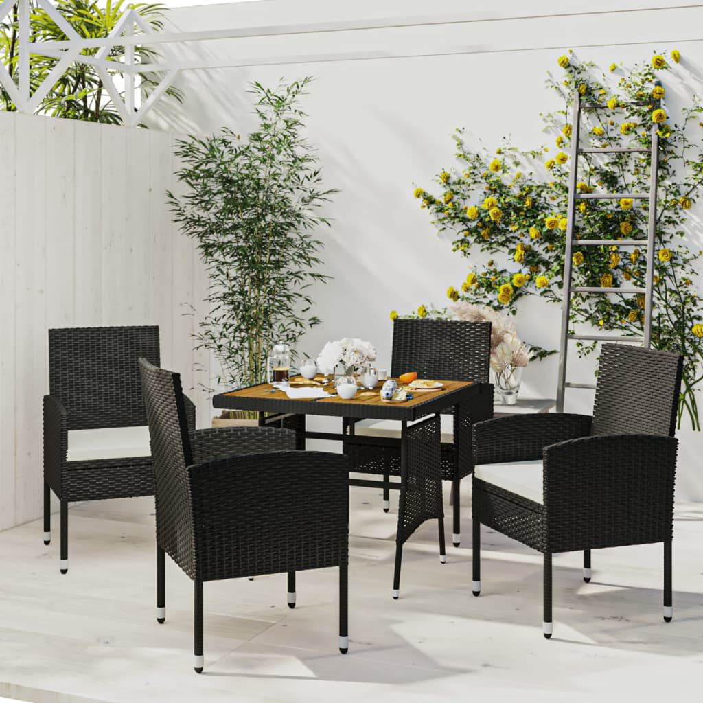 vidaXL 5 Piece Outdoor Dining Set Poly Rattan Black