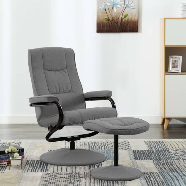 vidaXL Recliner Chair with Footrest Light Grey Fabric