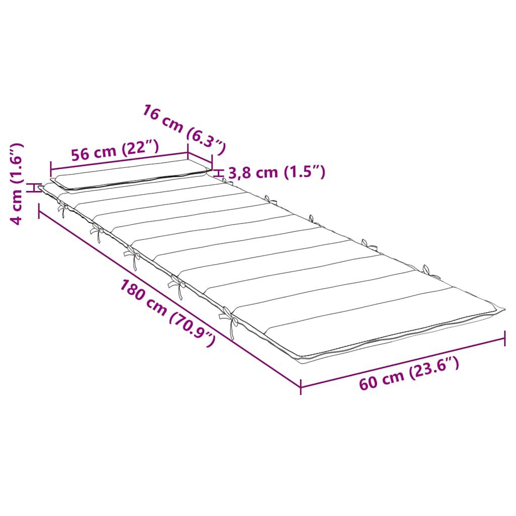 vidaXL Sun Lounger Cushion Grey 180x60x4 cm Oxford Fabric
