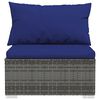 vidaXL Garden Middle Sofa with Cushions Grey Poly Rattan