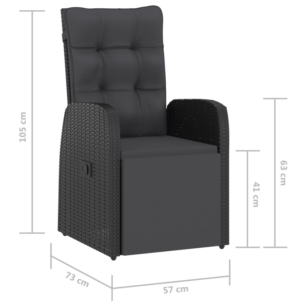 vidaXL 11 Piece Outdoor Dining Set with Cushions Poly Rattan Black