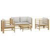 vidaXL 5 Piece Garden Lounge Set with Light Grey Cushions Bamboo