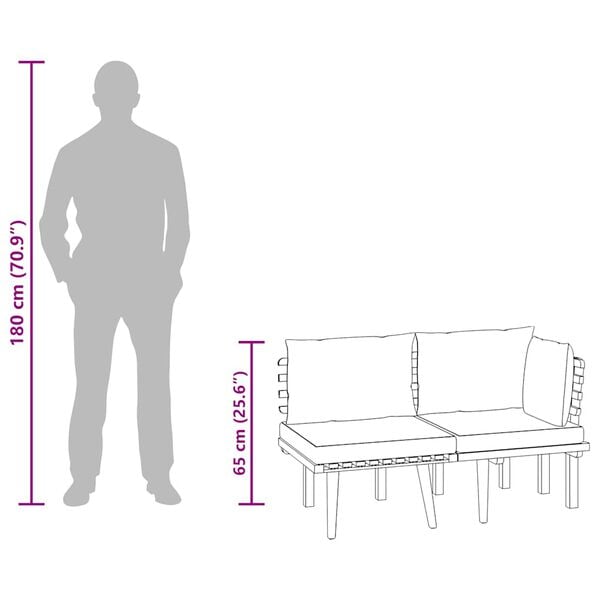 vidaXL 2 Piece Garden Lounge Set with Cushions Solid Acacia Wood