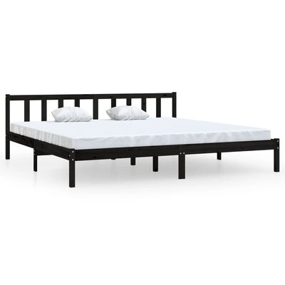 vidaXL Bed Frame without Mattress Black Solid Wood 200x200 cm