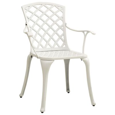 vidaXL 3 Piece Bistro Set Cast Aluminium White, white vidaXL 3 Piece Bistro Set Cast Aluminium White
