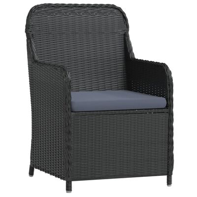 vidaXL 7 Piece Garden Dining Set with Cushions Black, black vidaXL 7 Piece Garden Dining Set with Cushions Black