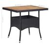 vidaXL 3 Piece Garden Dining Set Black Poly Rattan and Acacia Wood