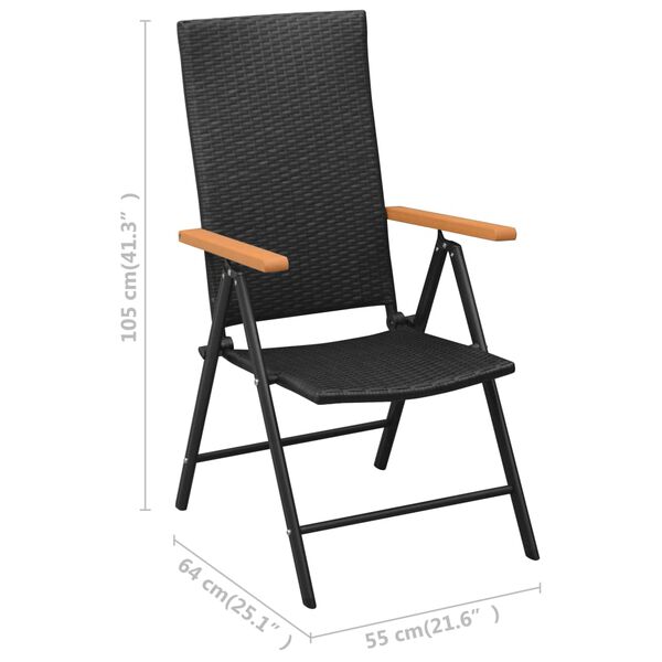 vidaXL Garden Chairs 4 pcs Poly Rattan Black