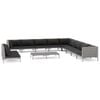 vidaXL 12 Piece Garden Lounge Set with Cushions Poly Rattan Dark Grey