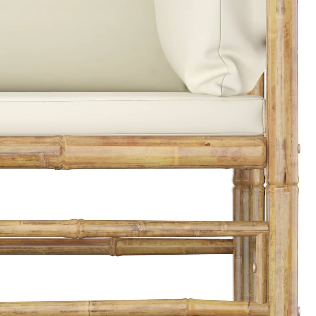vidaXL 6 Piece Garden Lounge Set with Cream White Cushions Bamboo