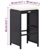 vidaXL 7 Piece Garden Bar Set with Cushions Poly Rattan Black
