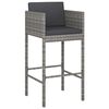 vidaXL Bar Stools 4 pcs with Cushions Grey Poly Rattan