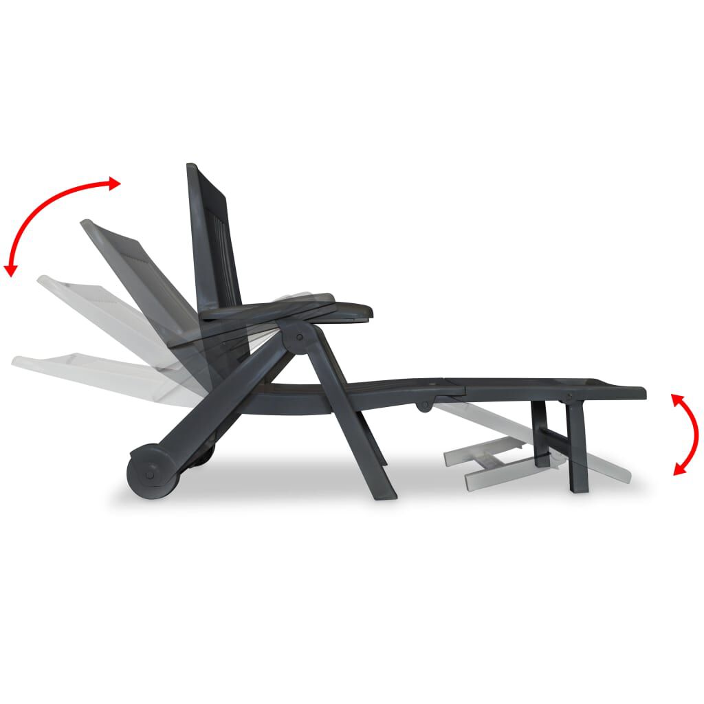 vidaXL Sun Lounger with Footrest Plastic Anthracite