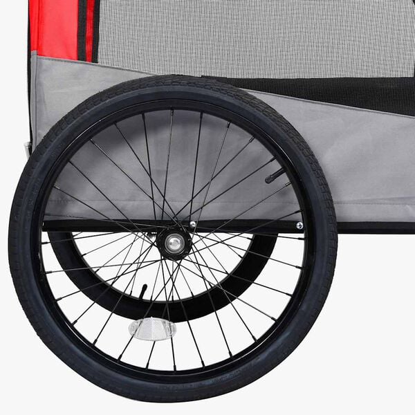 vidaXL 2-in-1 Pet Bike Trailer & Jogging Stroller Red and Grey