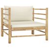 vidaXL 6 Piece Garden Lounge Set with Cream White Cushions Bamboo