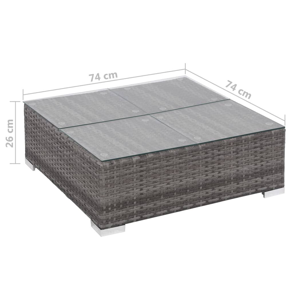 vidaXL 7 Piece Garden Lounge Set with Cushions Poly Rattan Grey