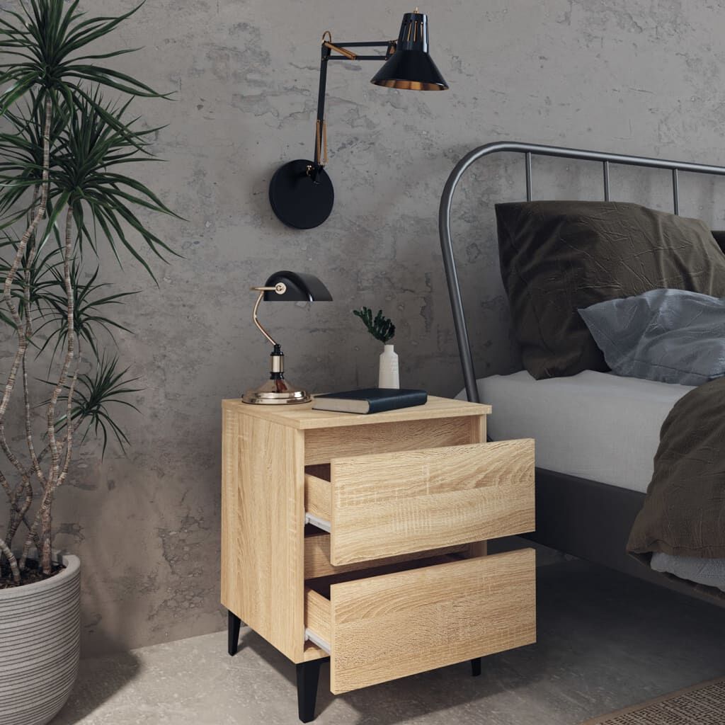 vidaXL Bed Cabinets 2 pcs Sonoma Oak 40x35x50 cm Engineered Wood