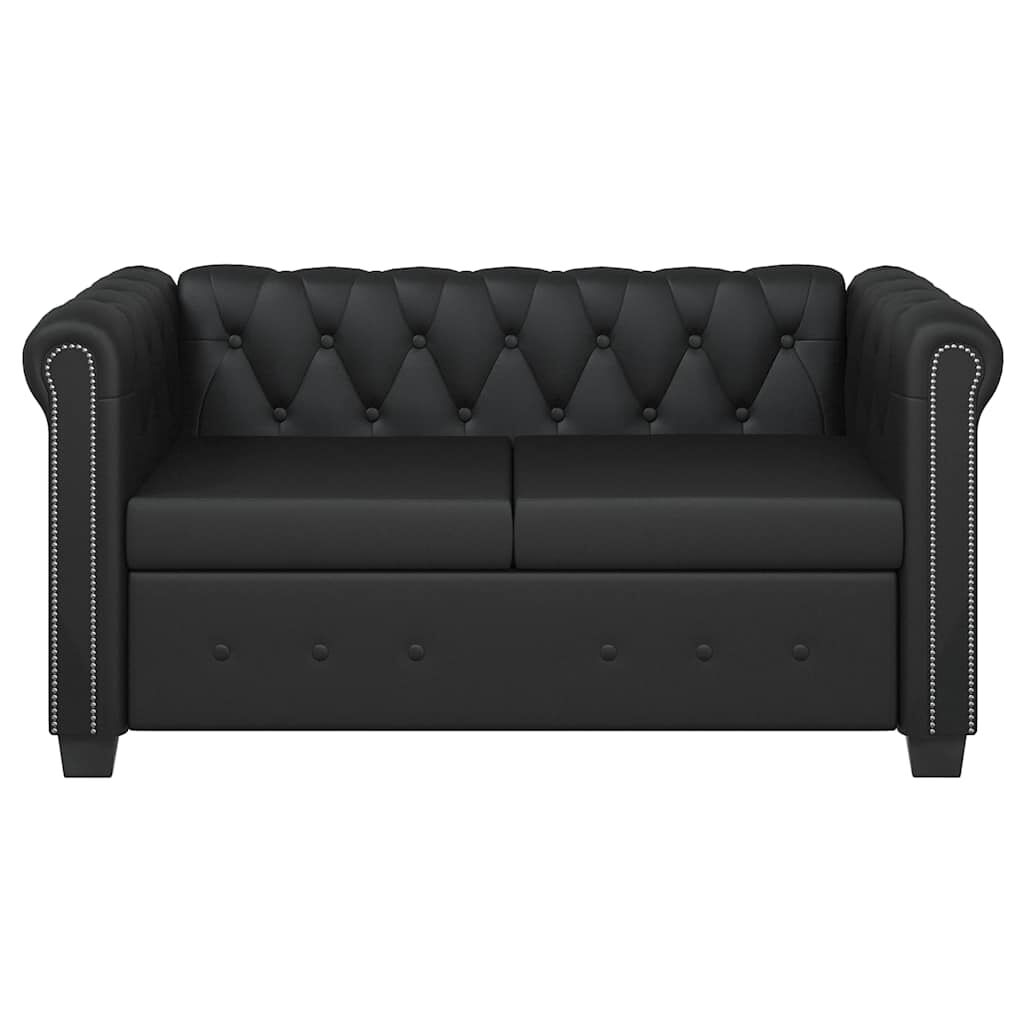 vidaXL Chesterfield 2-Seater Artificial Leather Black