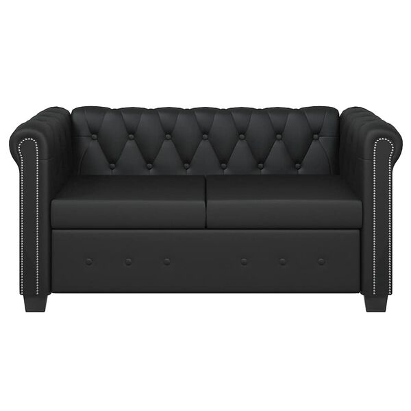 vidaXL Chesterfield 2-Seater Artificial Leather Black