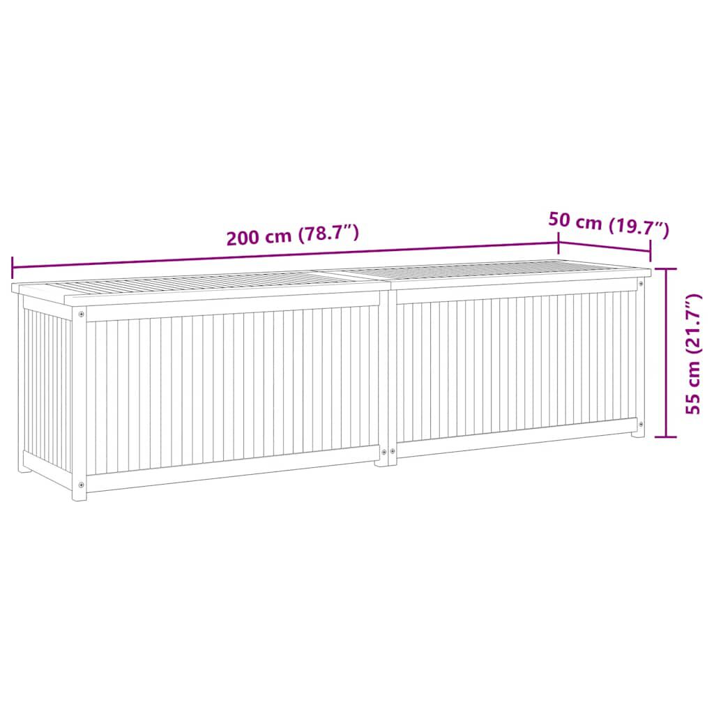 vidaXL Garden Box 200x50x55 cm Solid Wood Teak