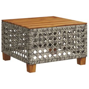 vidaXL Garden Table Grey 55x55x36 cm Poly Rattan Acacia Wood