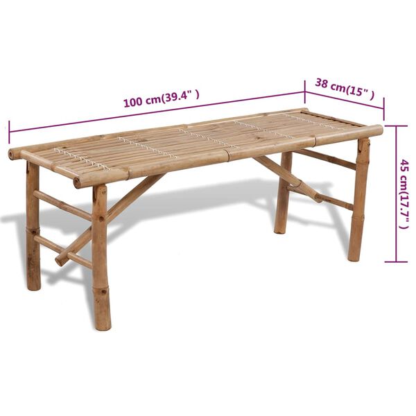 vidaXL Beer Table with 2 Benches 100 cm Bamboo