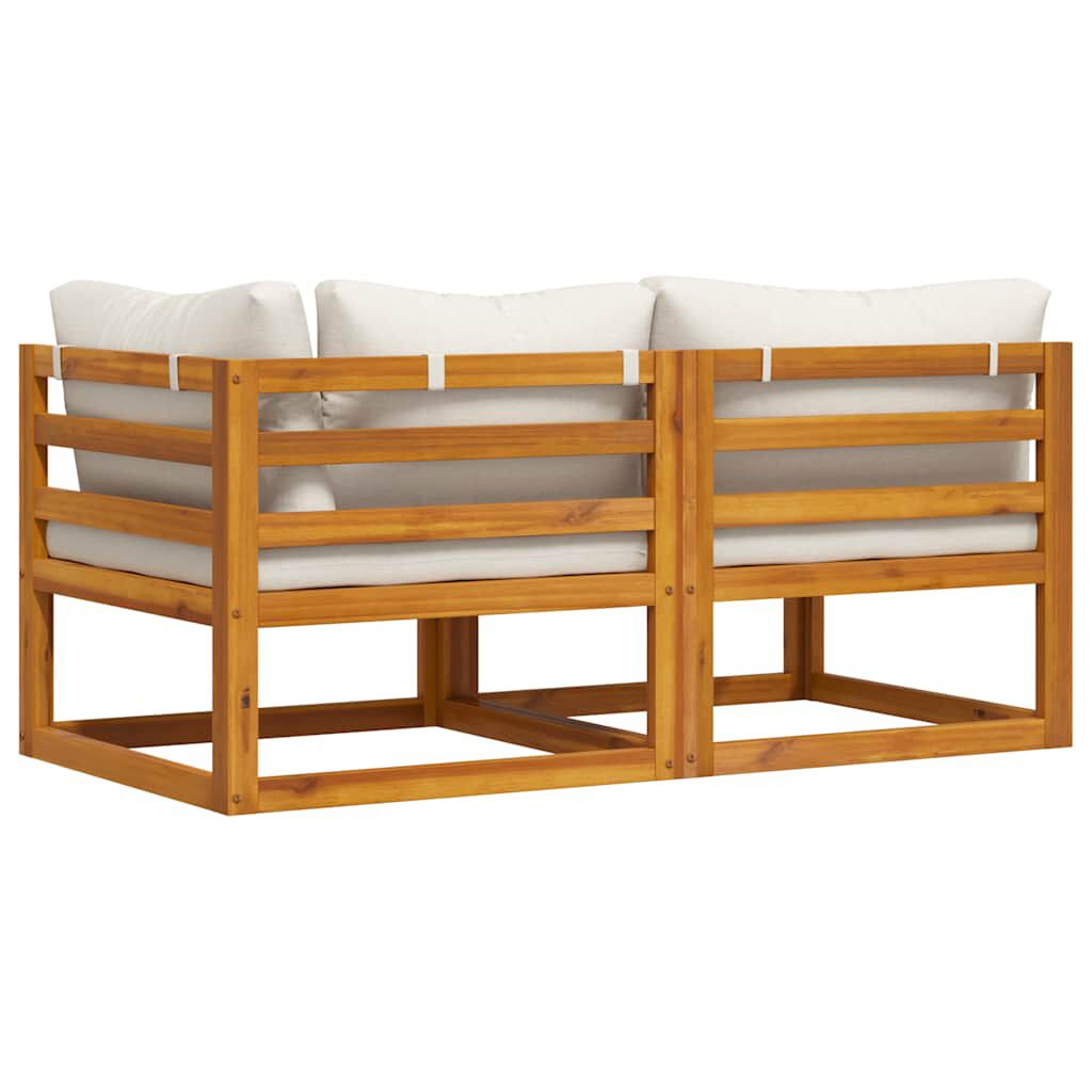vidaXL 2 Piece Sofa Set with Cream White Cushions Solid Acacia Wood