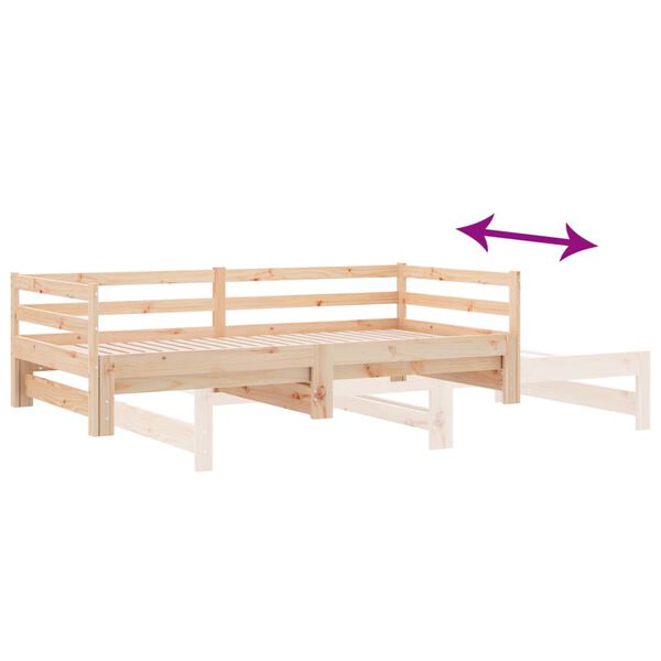 vidaXL Pull-out Day Bed without Mattress Solid Wood Pine 90x200 cm