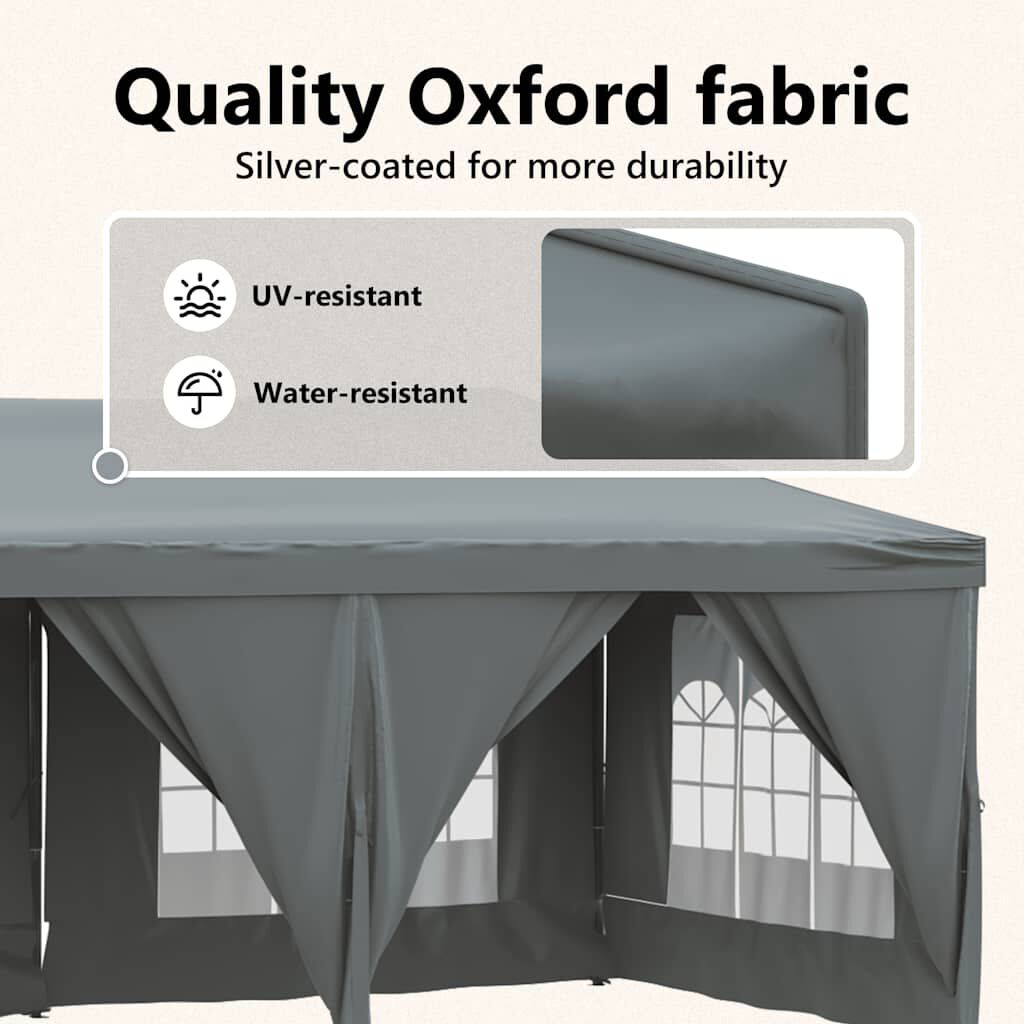 vidaXL Folding Party Tent with Sidewalls Anthracite 3x6 m