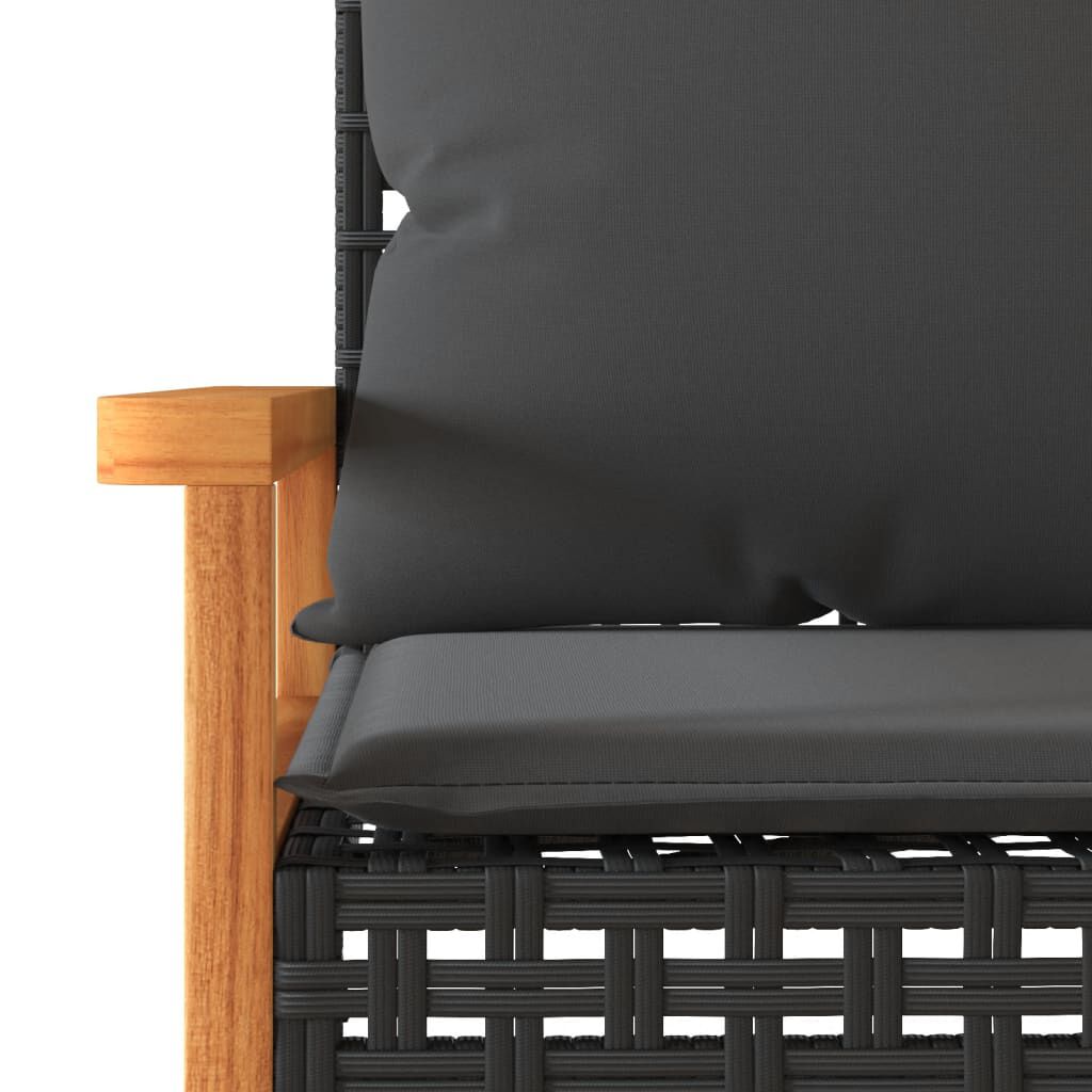 vidaXL 4 Piece Garden Lounge Set with Cushions Black Poly Rattan