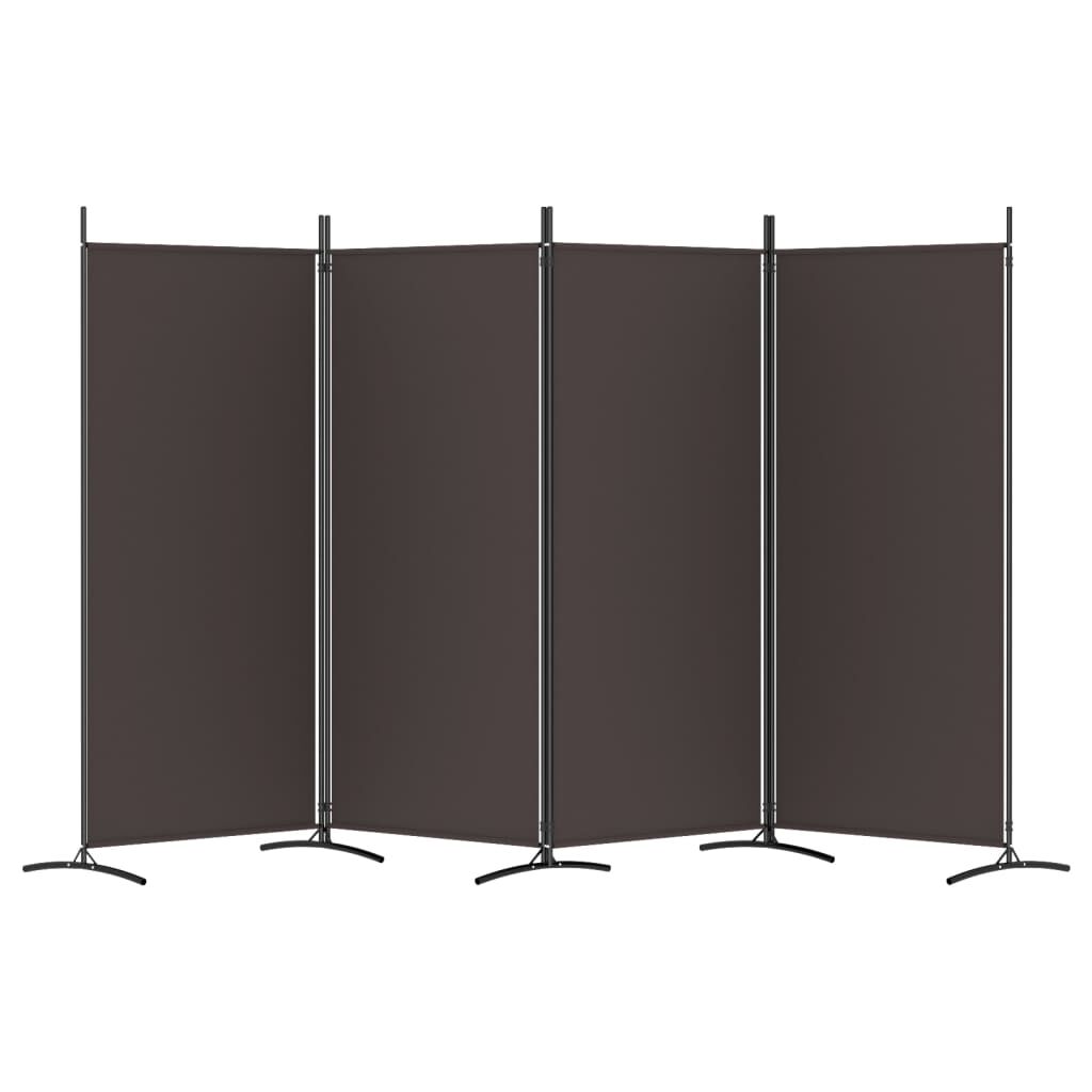 vidaXL 4-Panel Room Divider Brown 346x180 cm Fabric