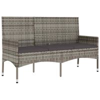 vidaXL 3-Seater Garden Bench with Cushions Grey Poly Rattan, grey vidaXL 3-Seater Garden Bench with Cushions Grey Poly Rattan