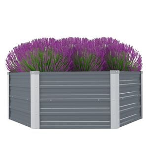vidaXL Raised Garden Bed 129x129x45 cm Galvanised Steel Grey