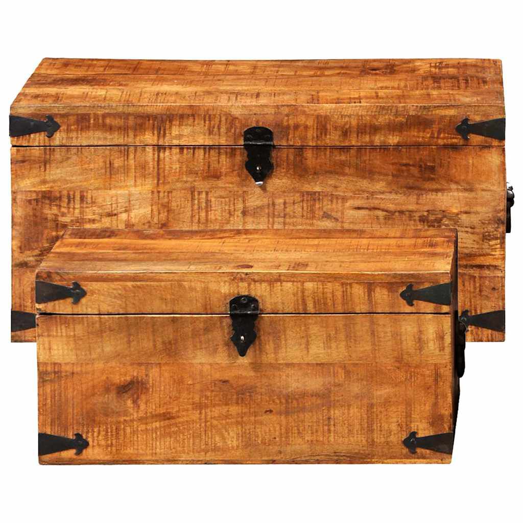 vidaXL Storage Chest Set 2 Pieces Rough Mango Wood