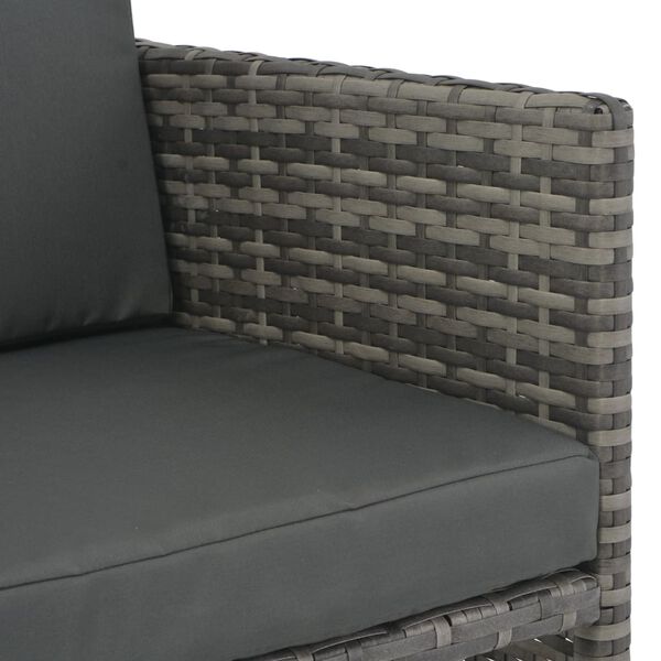 vidaXL 7 Piece Outdoor Dining Set with Cushions Poly Rattan Grey