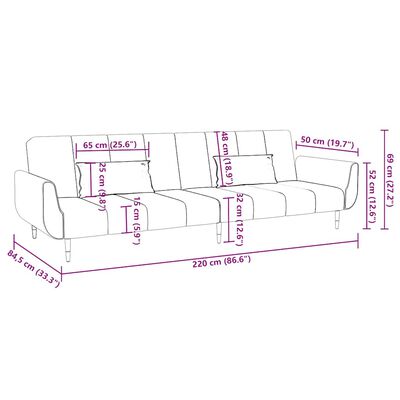 vidaXL 2-Seater Sofa Bed with Two Pillows Black Velvet, black vidaXL 2-Seater Sofa Bed with Two Pillows Black Velvet