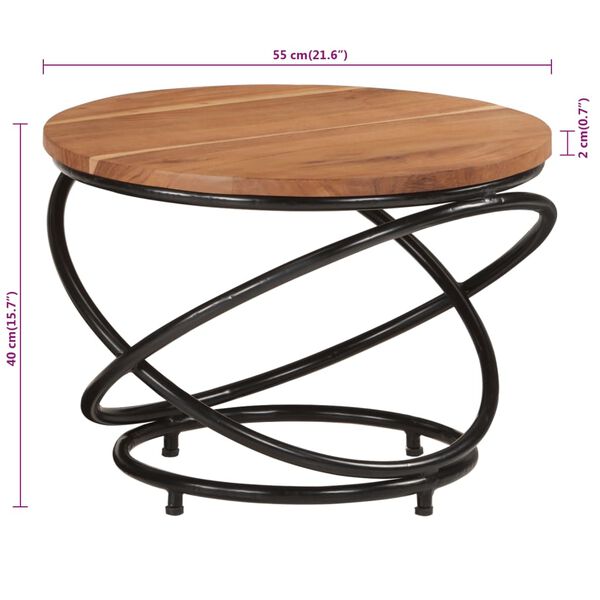 vidaXL Coffee Table Ø 55x40 cm Solid Wood Acacia