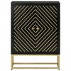 vidaXL Sideboard with 2 Doors Black&Gold 55x30x75 cm Solid Wood Mango