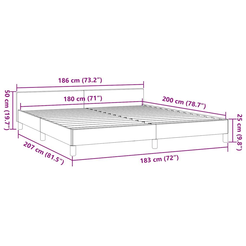 vidaXL Bed Frame without Mattress Dark Grey 183x203 cm King Fabric
