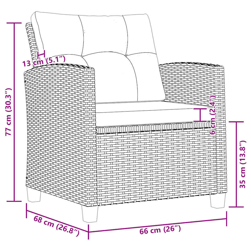 vidaXL 6 Piece Garden Sofa Set with Cushions Poly Rattan Black