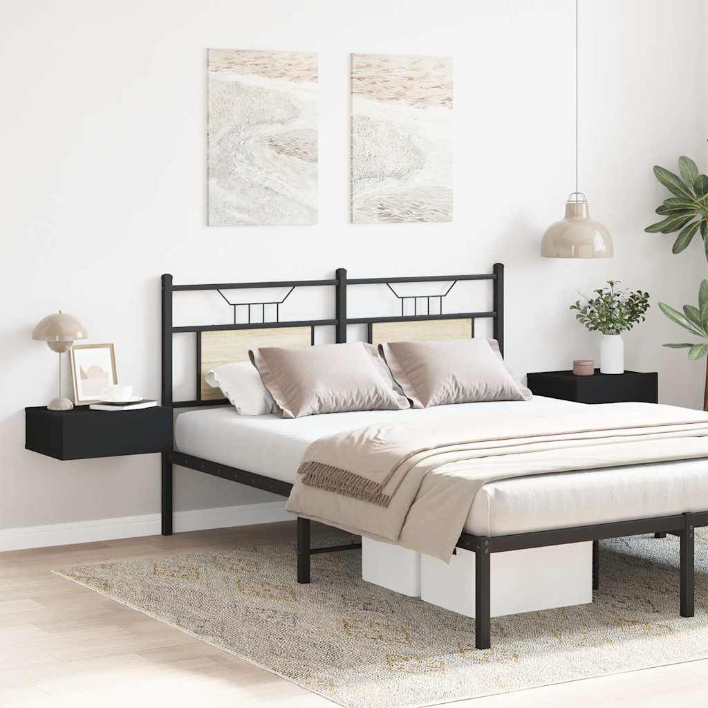 vidaXL Floating Nightstands 2 pcs Black 40x30x15 cm Engineered Wood